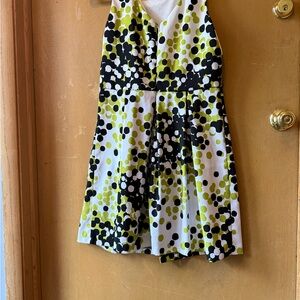 Stylish Dress with Black and Green Dots